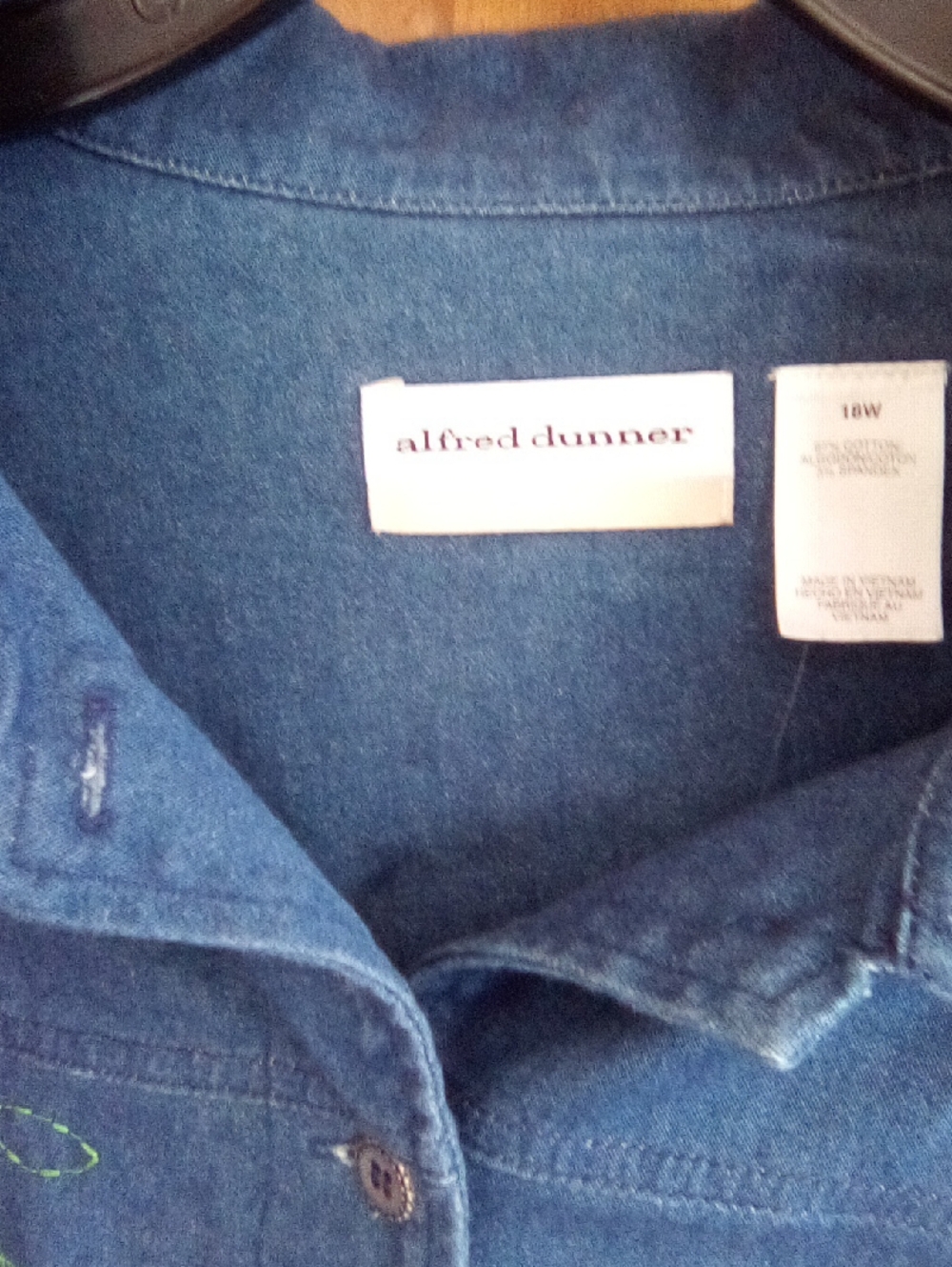 Alfred Dunner Blue Denim Shirt with Collar